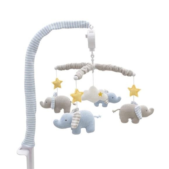 Baby Musical Mobile - Mason Elephant, Knitted Woodland Character w/ 12 Lullabies - Picture 1 of 1